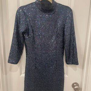 DO+BE Sparkling Navy Long Sleeve Dress